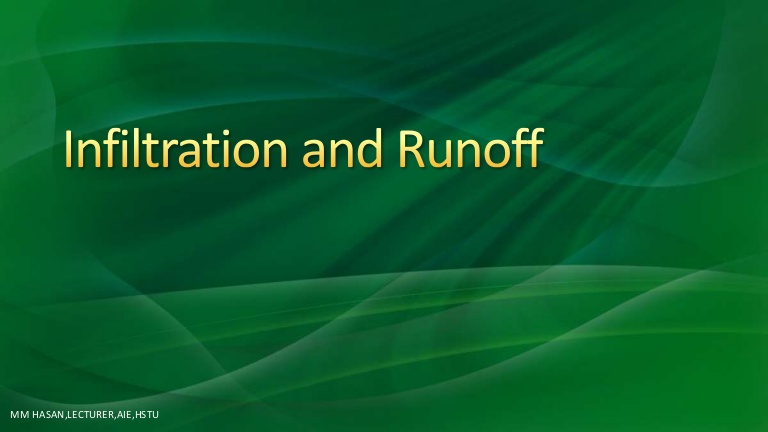 Run-off by using infiltration characteristics